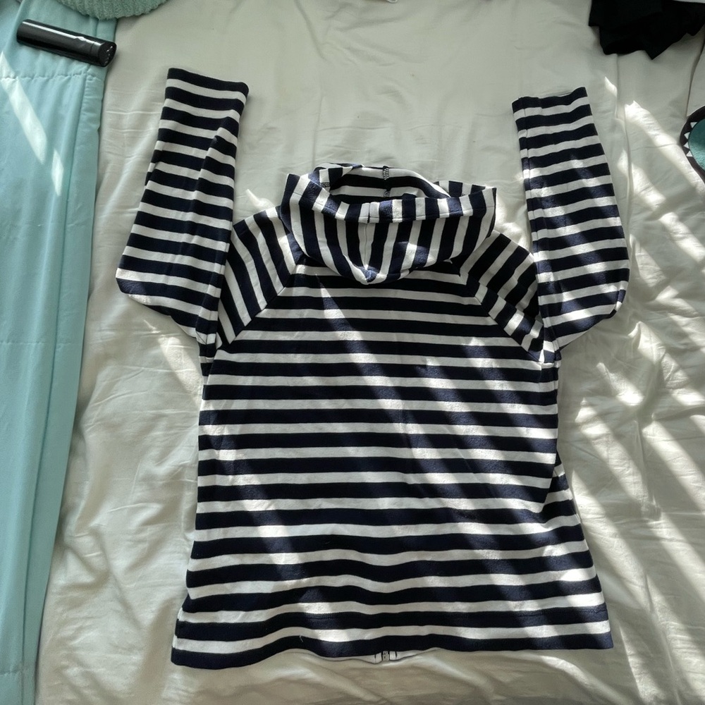 Jones New York Navy and White Striped Hoodie